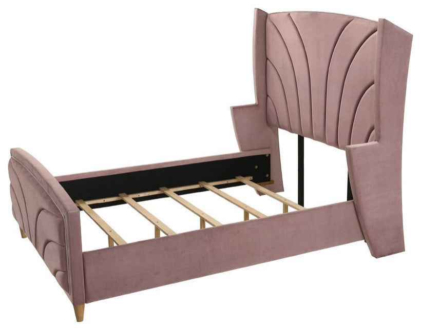 ACME Salonia Queen Bed, Pink Velvet
