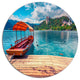 Boat In Lake Bled In Julian Alps, Landscape Art Round Wall Art, 23"