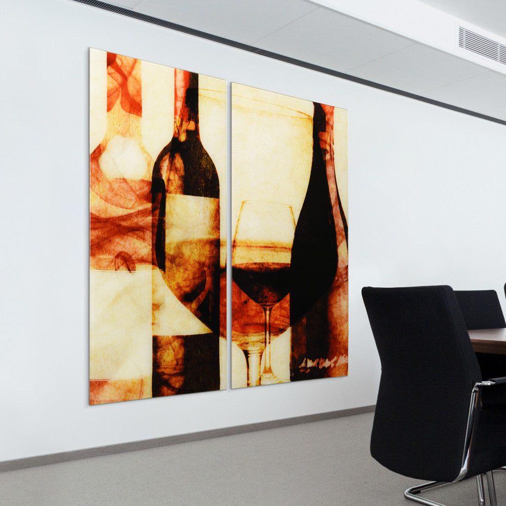 "Smokey Wine" Frameless Free Floating Tempered Glass Panel Graphic Wall Art Set
