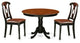 3 Pc Set, Round Dinette Table And 2 Leather Kitchen Chairs, White, Black