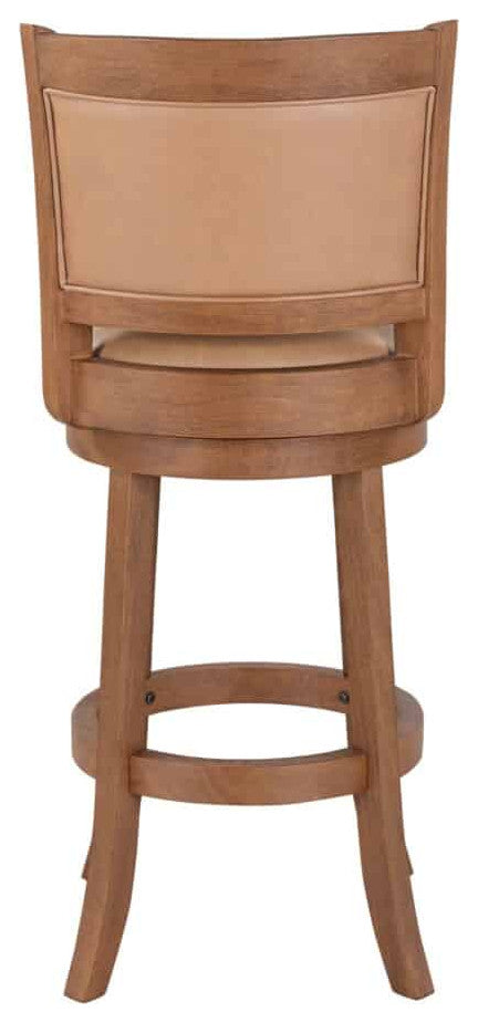 Augusta Swivel Bar Stool, Chestnut Wire-Brush