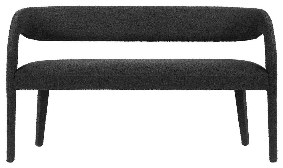 Pinnacle Boucle Fabric Accent Bench, Black