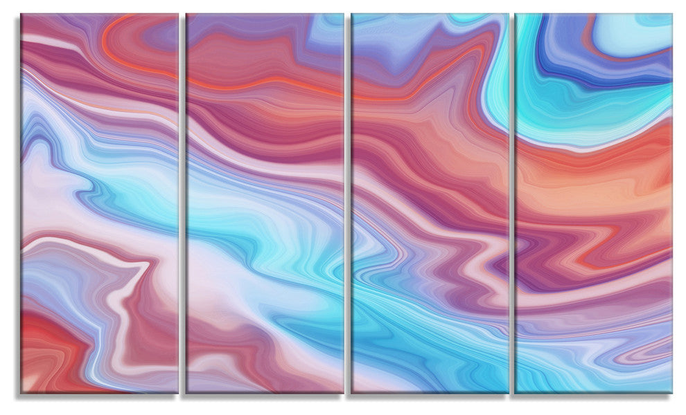 Abstract Marbled Background, Abstract Canvas Wall Art, 48"x28", 4 Panels