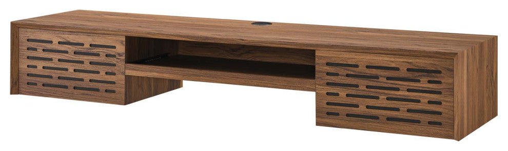Computer Work Desk, Walnut, Wood, Modern, Mid Century Home Business Office