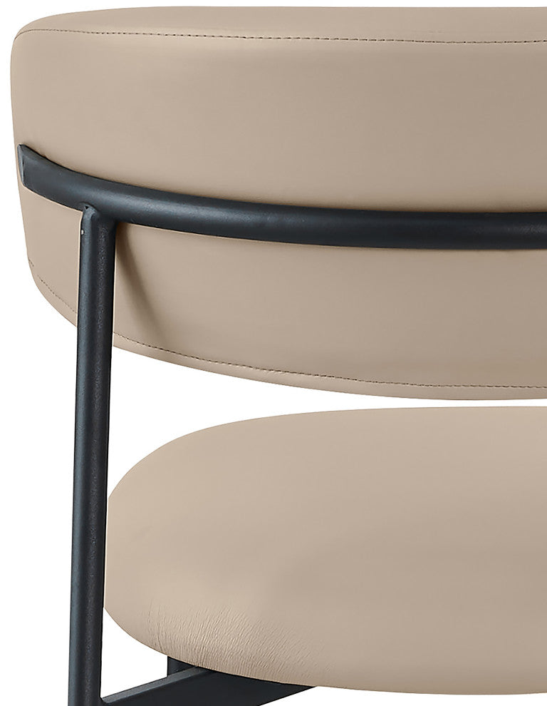 Lupita Vegan Leather Dining Chair, Set of 2, Taupe, Matte Black Finish