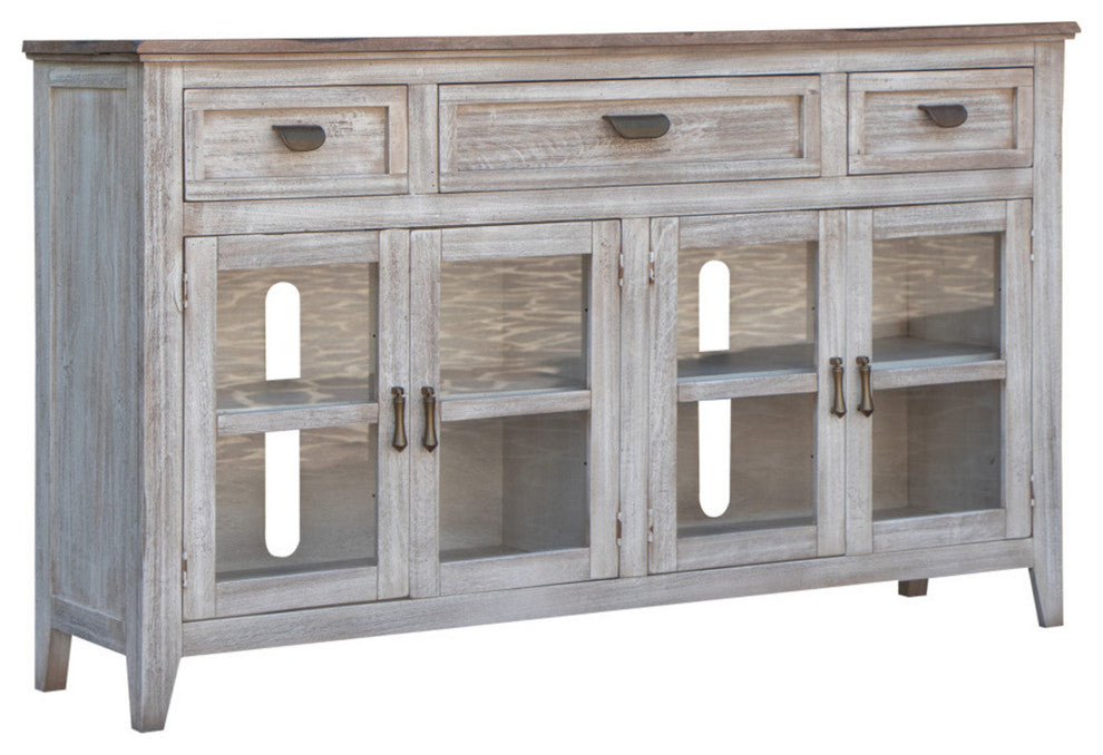 Sahara Solid Wood Rustic Console Table, White