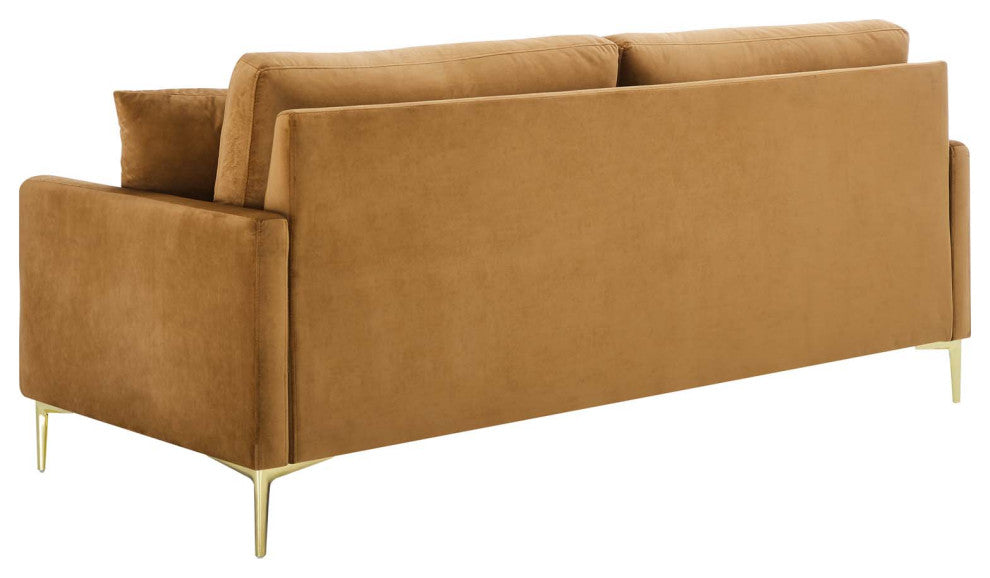 Sofa, Velvet, Brown, Modern, Living Lounge Room Hotel Lobby Hospitality