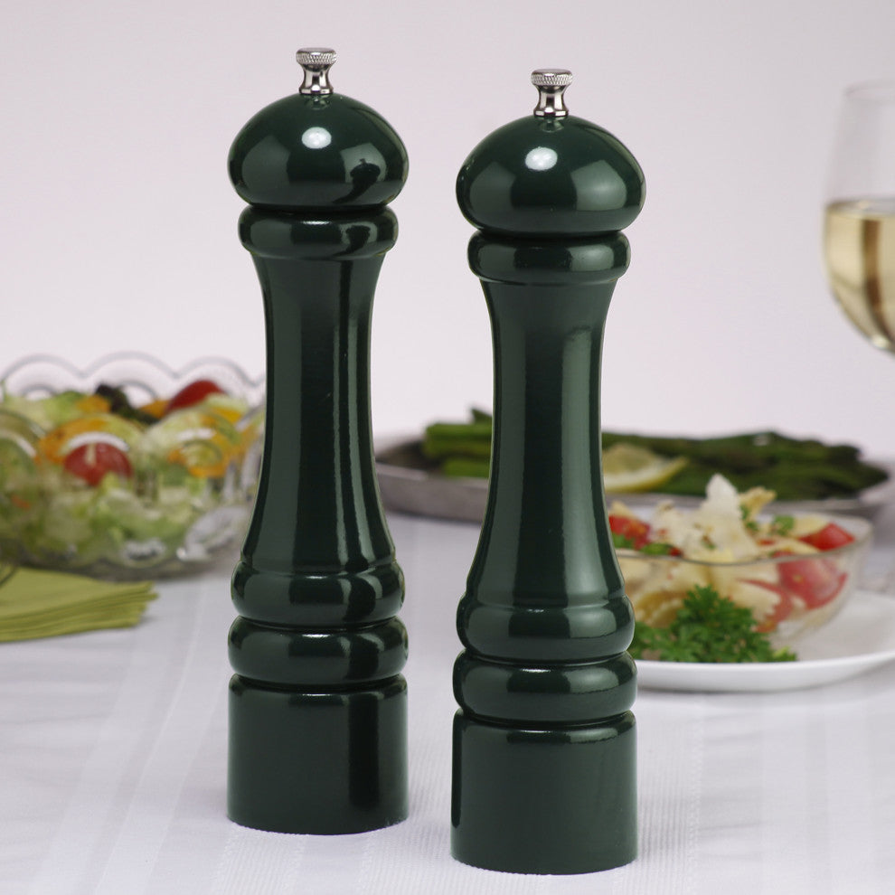 Chef Specialties Pro Series Pepper and Salt Mill Set, Green, 10"