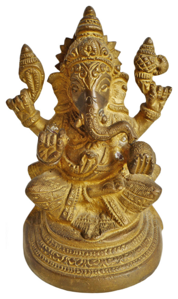 Consigned Antique Small Brass Ganesha Statue
