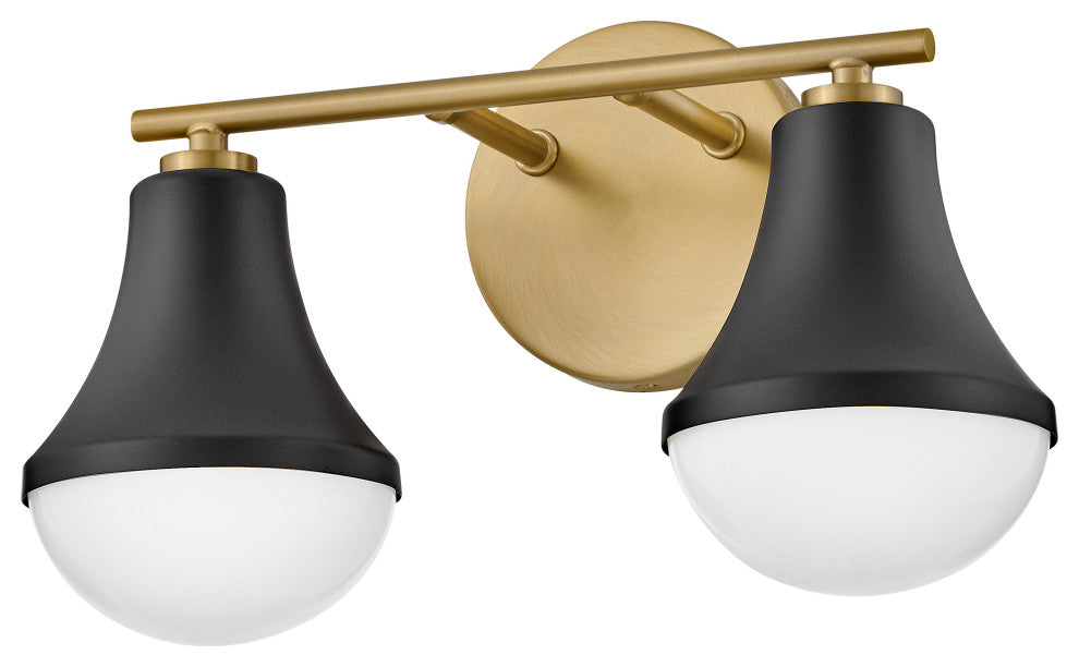 Lark Haddie 14.5" Modern Two-Light Bath Vanity, Black + Lacquered Brass