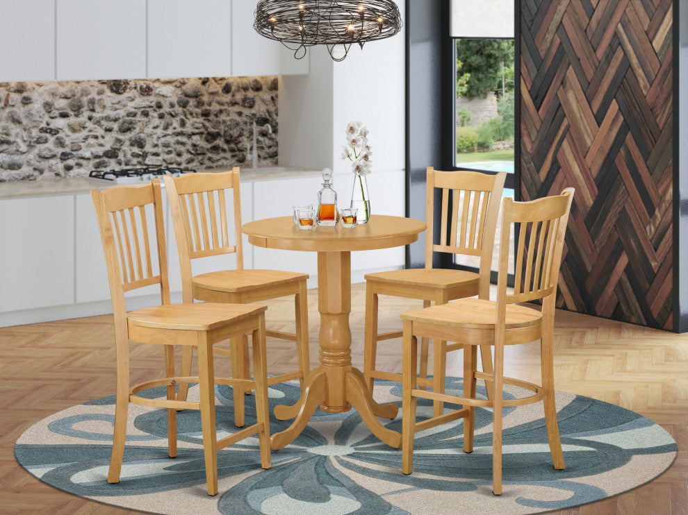 5 Pcpub Table Set - Small Kitchen Table And 4 Counter Height Dining Chair