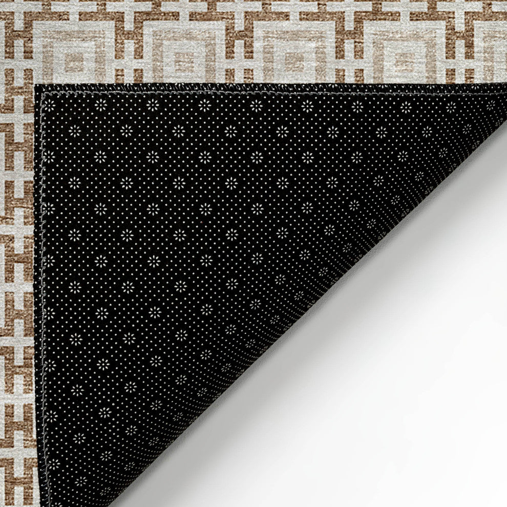 Indoor/Outdoor Marlo MO1 Taupe Machine Washable 6' x 6' Rug