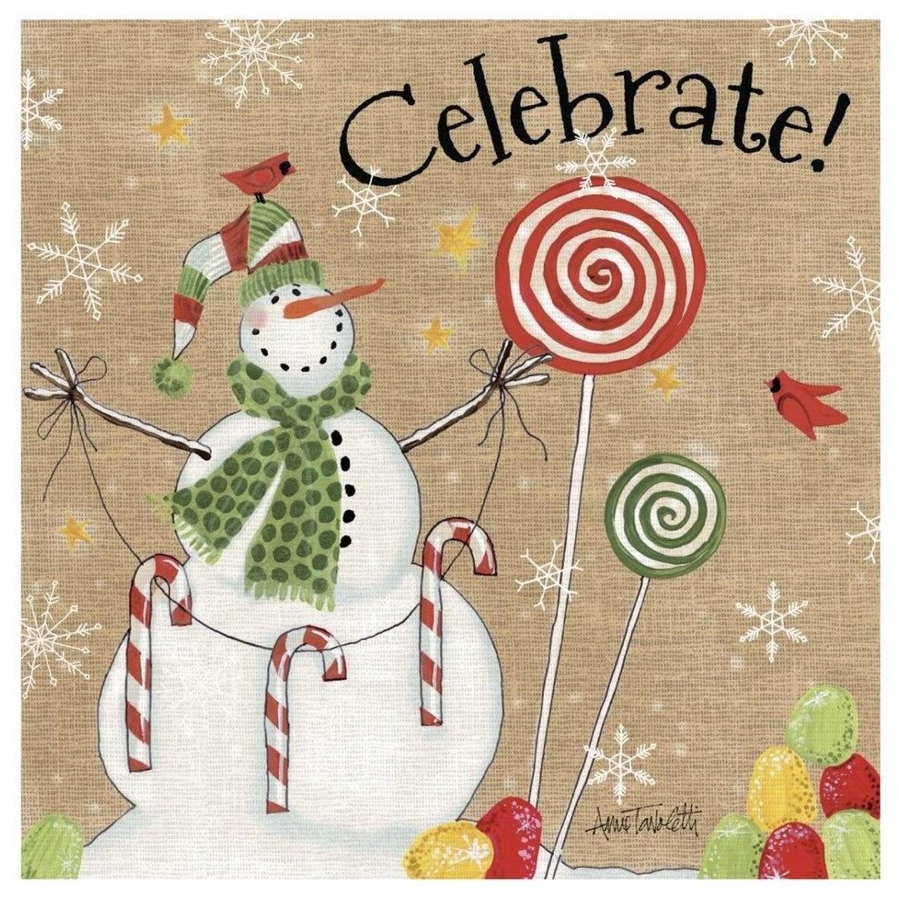 "Sweet Snowmen I" Digital Paper Print by Anne Tavoletti, 32"x32"