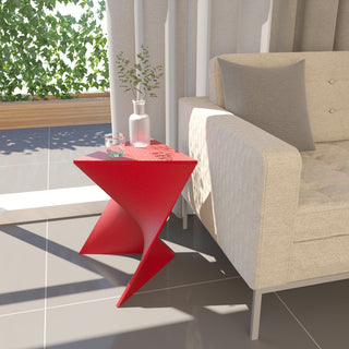 Leisuremod Randolph Modern Triangle Accent Side End Table, Red, Set of 2