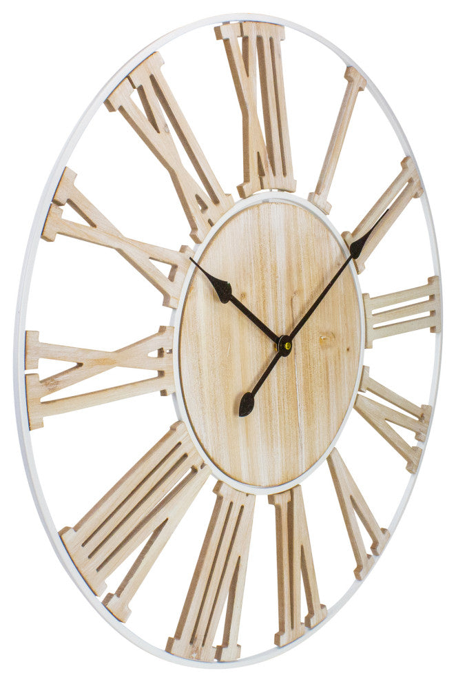 28" Metal Framed Roman Numeral Battery Operated Round Wall Clock