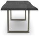 Brooks Dining Table, Ebonized, Pewter, 40"x92", U-Base