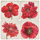 Red Florals Stone Coasters, Set of 8