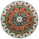 5??Round Red and Sage Medallion Area Rug