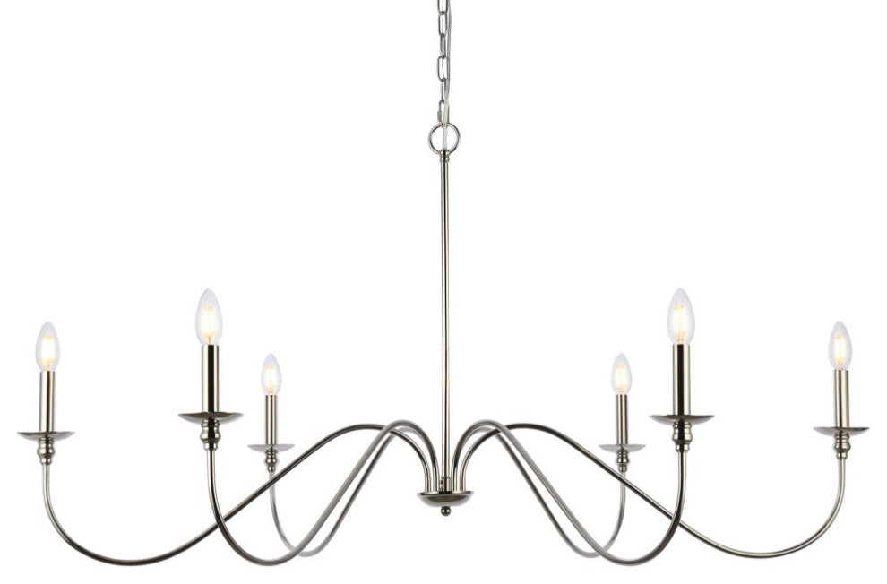 Transitional Polished Nickel 6-Light Chandelier