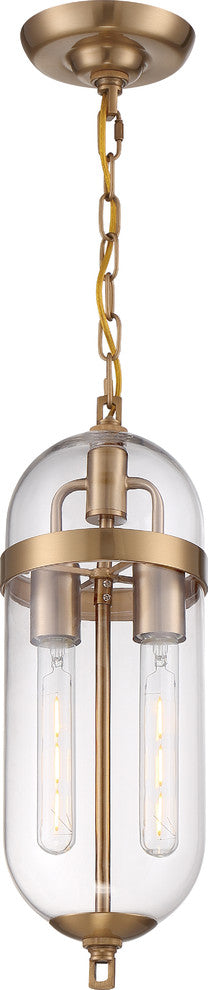 Nuvo Fathom 2-Light Incandescent Vintage Brass Clear Pendants