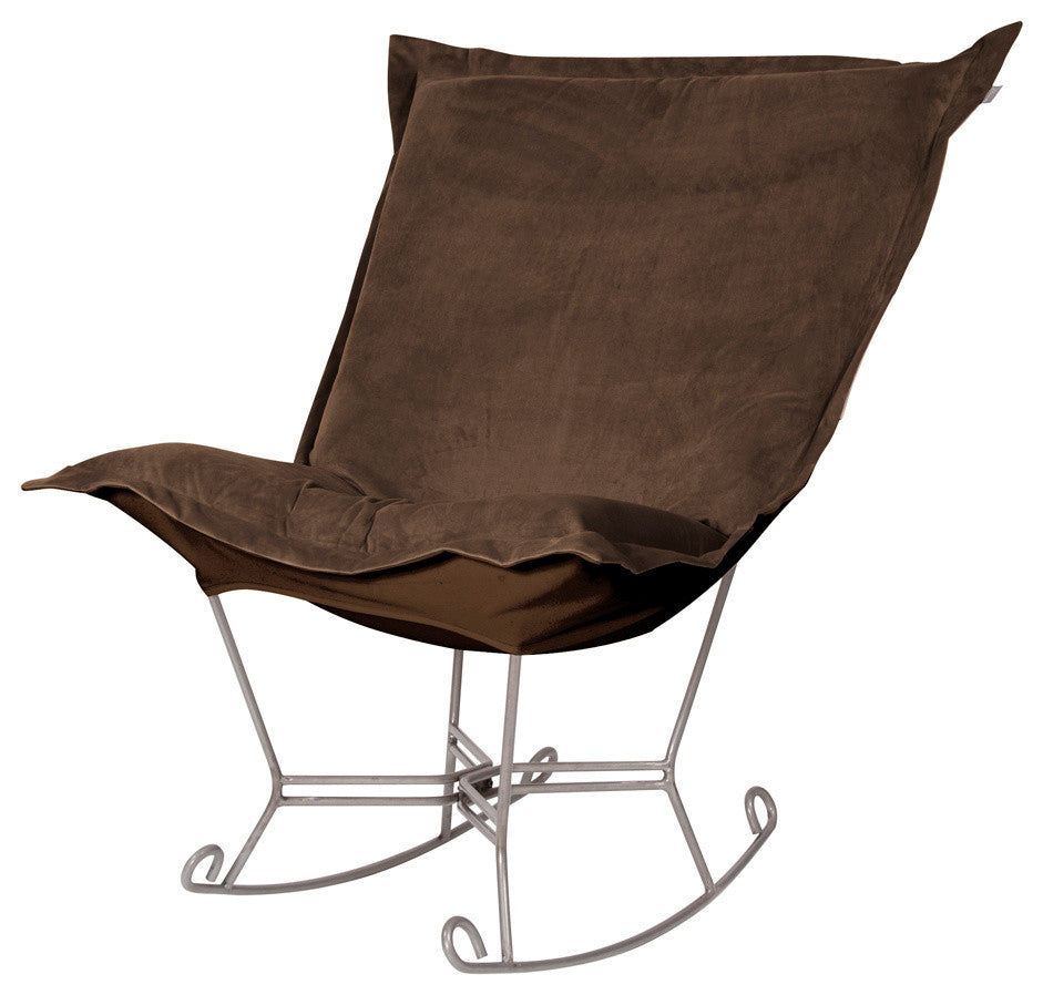 Scroll Puff Rocker With Cover, Titanium Frame, Bella Chocolate