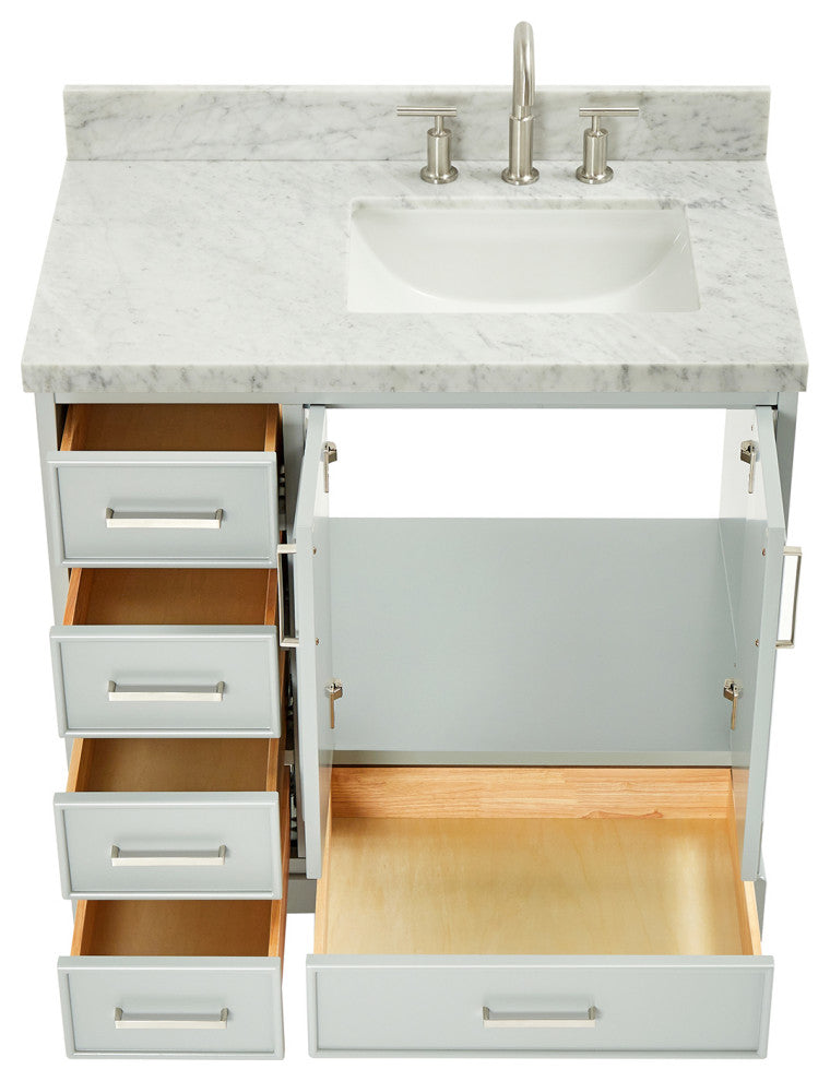 Ariel Stafford 37" Single Right Offset Rectangle Sink Bathroom Vanity