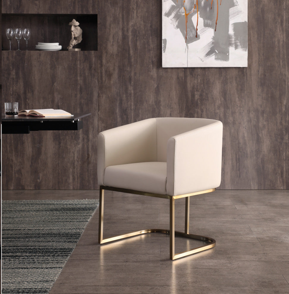 Modrest Yukon Modern Beige Bonded and Antique Brass Dining Chair