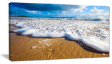 "Foaming Ocean Waves On Sand" Seascape Art Canvas, 32"x16"