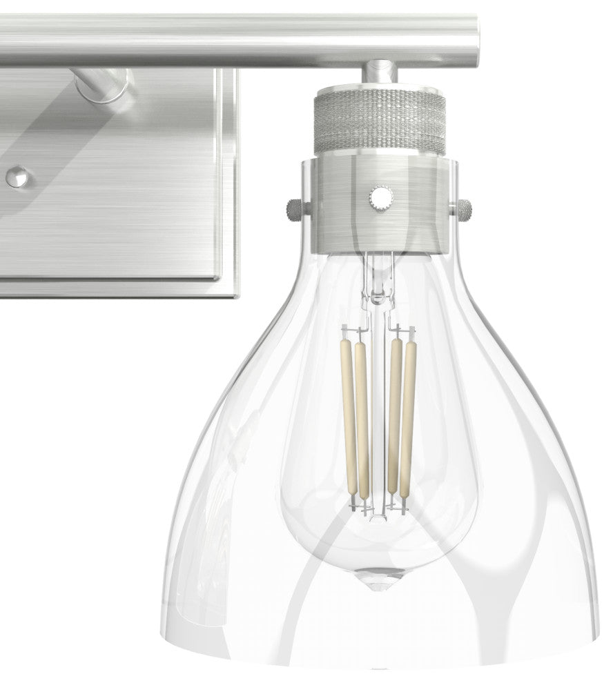 Van Nuys Brushed Nickel With Clear Glass 3 Light Vanity Wall