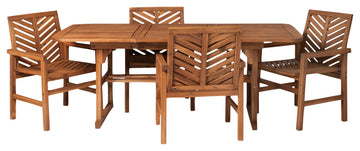 5-Piece Extendable Outdoor Patio Dining Set - Brown