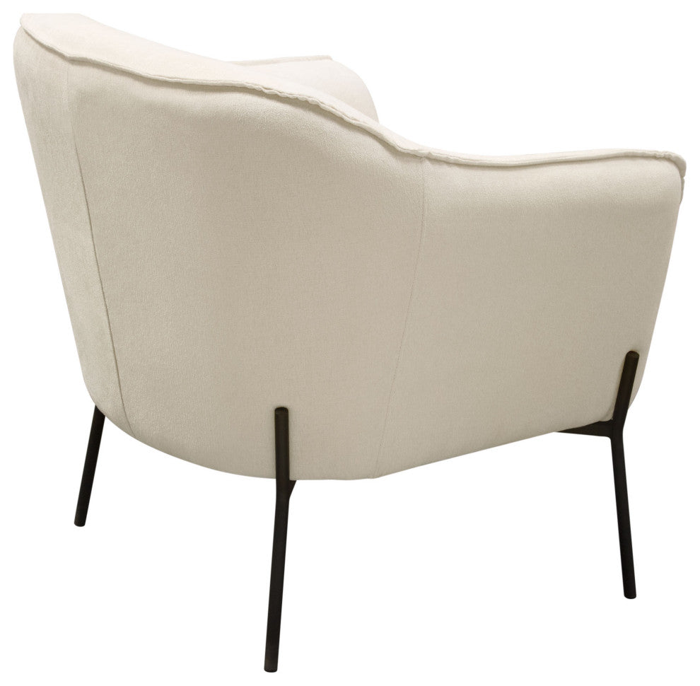 Status Accent Chair in Cream Fabric with Black Powder Coated Metal Leg