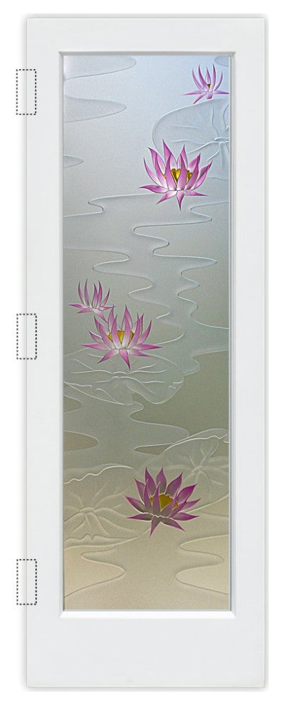 Interior Prehung Door or Interior Slab Door - Lily Pads & Lotus - Primed -...