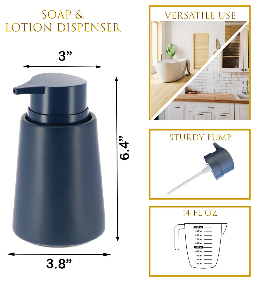 Bathroom Accessory Set, 4 Piece, Navy Blue, Soap Dispenser Only