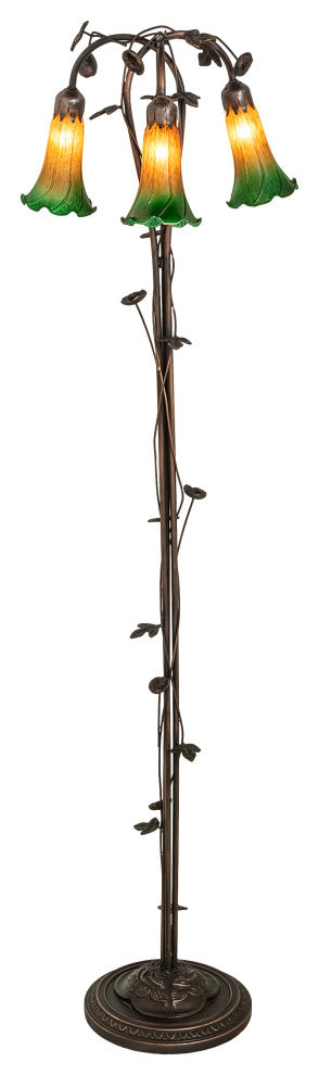 58" High Amber/Green 3 Light Floor Lamp