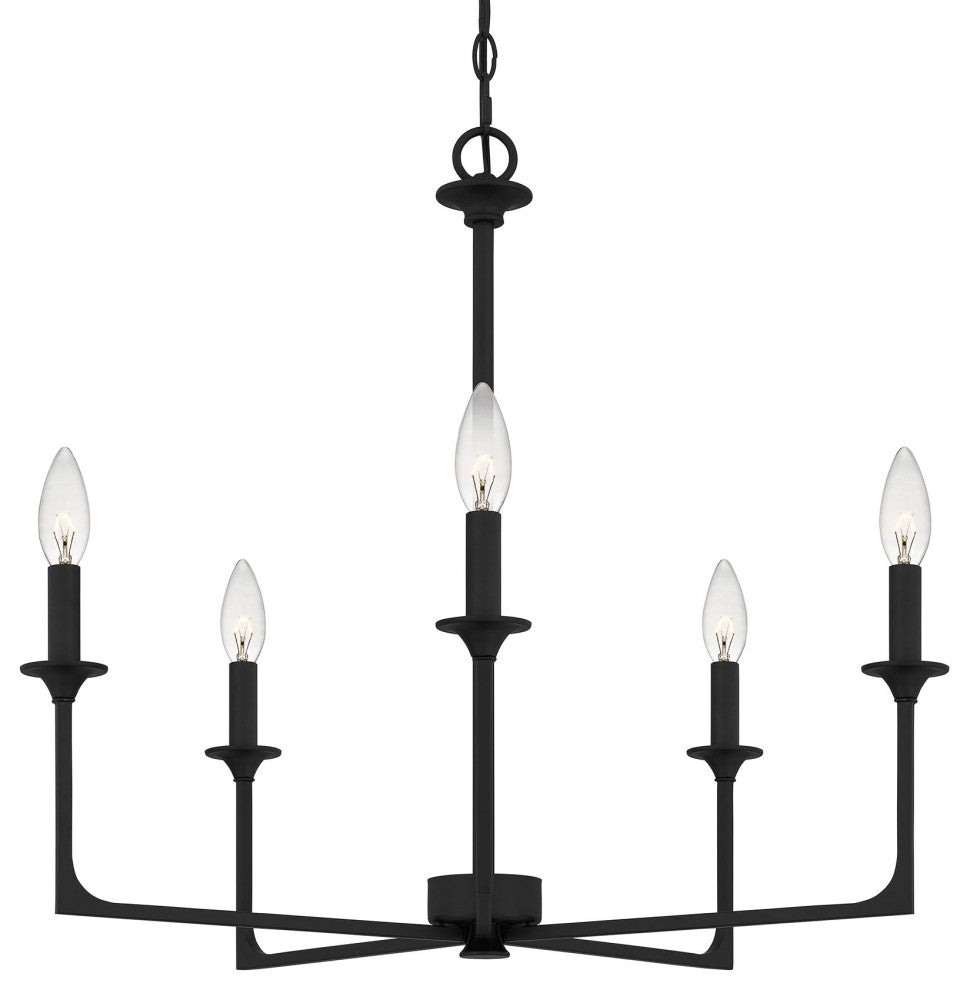 Quoizel PRC5026 Prescott 5 Light 26"W Taper Candle Style - Matte Black