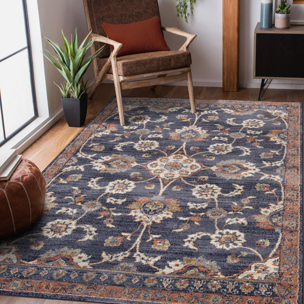 Jordan Bea Power-Loomed Polypropylene Area Rug, Navy Blue, 6'7"x9'