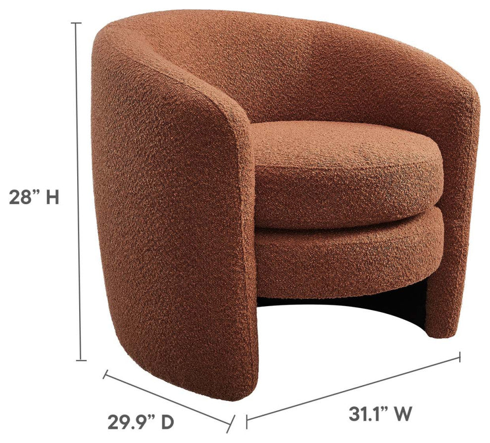 Affinity Upholstered Boucle Fabric Curved Back Armchair