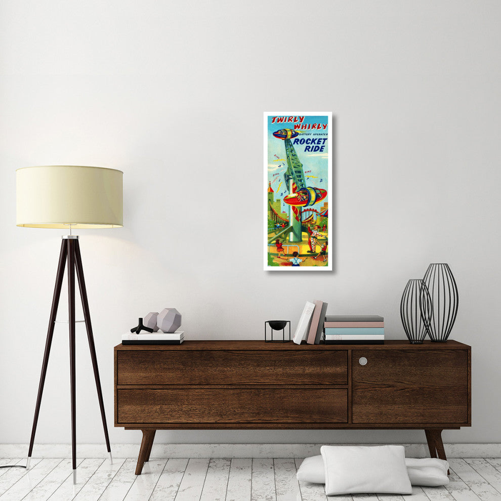 "Twirly Whirly Rocket Ride" Digital Paper Print by Retrorocket, 16"x38"