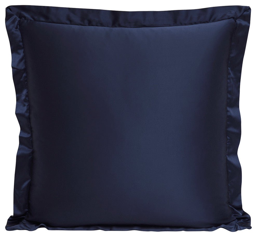 High Shine Satin Euro Sham, 27"x27", Navy, 1 Piece
