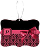 Letter P Red Damask Bow Design Rectangle Christmas Tree Ornament