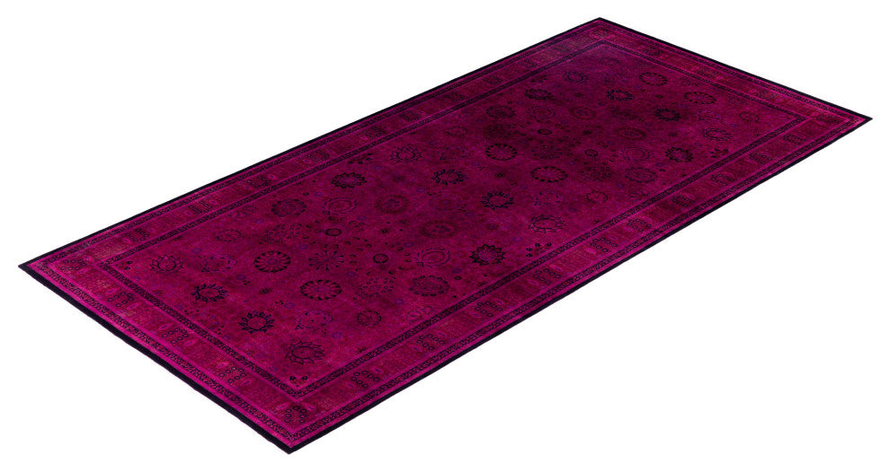 Overdyed One-of-a-Kind Hand-Knotted Area Rug Purple, 6' 3" x 13' 2"