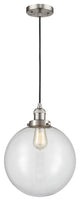 Beacon Mini Pendant, Brushed Satin Nickel, Clear