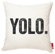 "YOLO" Decorative Throw Pillow in Cream Muslin