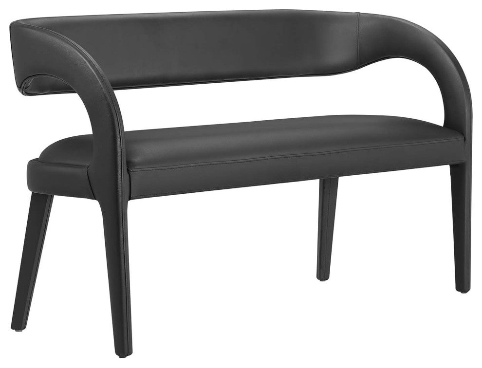 Pinnacle Vegan Leather Accent Bench, Black