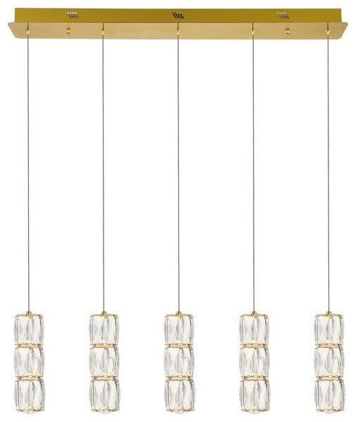 Paris LED Light Gold Pendant Clear Royal Cut Crystal