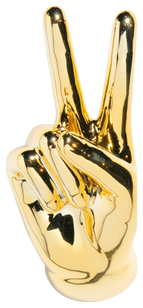 Interior Illusions Plus Gold Peace Hand Wall Mount, 9" tall