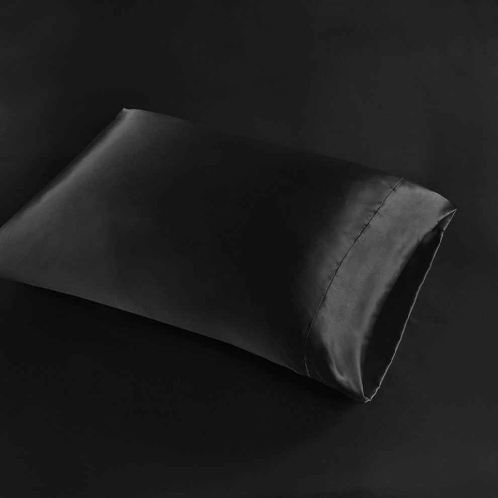 Madison Park Essentials Satin Luxury 6 PC Sheet Set, Black