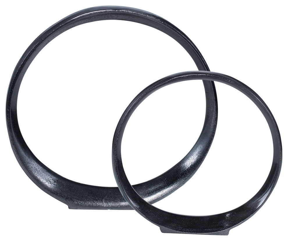 Uttermost Orbits Black Ring Sculptures, 2-Piece Set