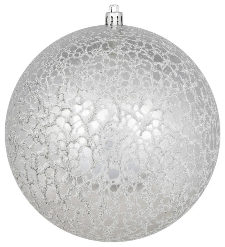 Vickerman N195807D 8" Silver Crackle Ball Ornament