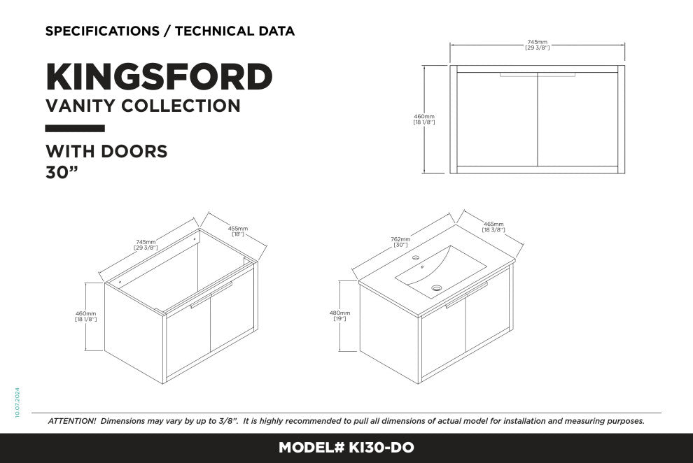 Kingsford Grooved-Look Bath Vanity, Bright Oak, White Ceramic Sink, 30", Doors